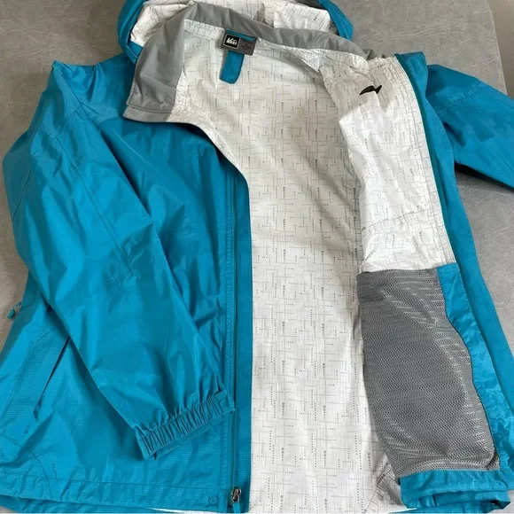 REI Teal Waterproof Hooded Rain Jacket - Picture 7 of 7